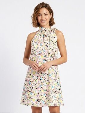 Cece Sleeveless Multicolor Halter Dress - S